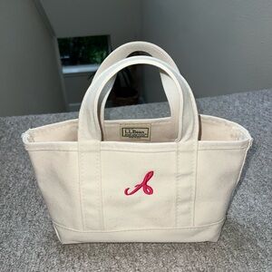 L.L. Bean Mini Boat Tote with Pink “A” monogram